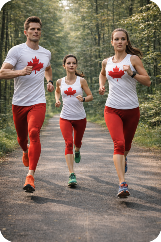 Runners on forest trail